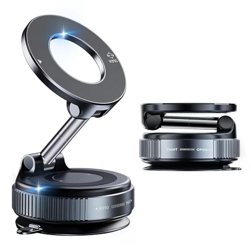 Image of CLOUDVALLEY 2026 Upgraded Vacuum Ultra Suction Magnetic Phone Holder, 98LBS Strongest Suction & 2600gf Magnetic for Magsafe Car Mount, 360 Adjustable Foldable Holders for Your Car for All Smartphones