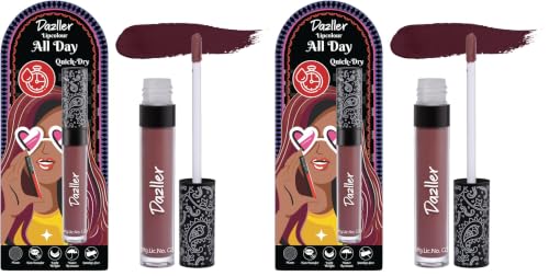 Image of Dazller All Day Lipcolour Quick Dry|Moisturizing Kokum Butter Matte finish |Non-Transfer & Smudge-proof|8hr stay|Liquid Lipstick for Women|QDLC036 Amapola|6g (Pack of 2)