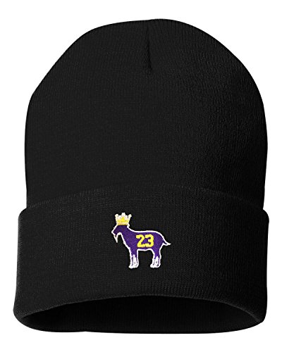 One Size Black Cuffed Goat James G.O.A.T. King Embroidered Cuffed Knit Beanie Cap