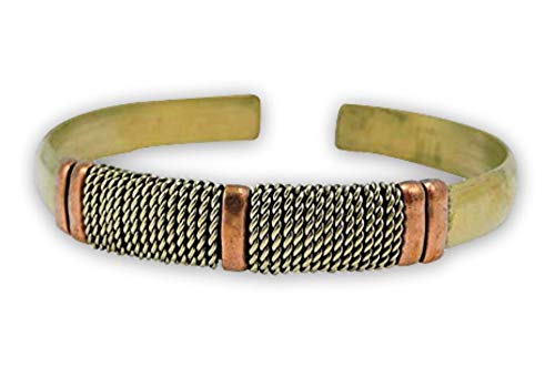 Handmade Tibetan Three Metal Medicine/Healing Bracelet from Nepal Adjustable