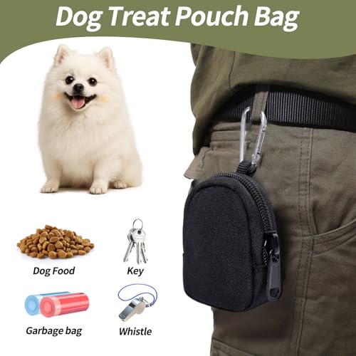 MXGHIR 3 Stück Leckerlitasche für Hunde, Leckerlibeutel für Hunde mit Reißverschluss und Karabiner Futterbeutel Hundetraining Tragbare Mini Hundeleckerli Tasche