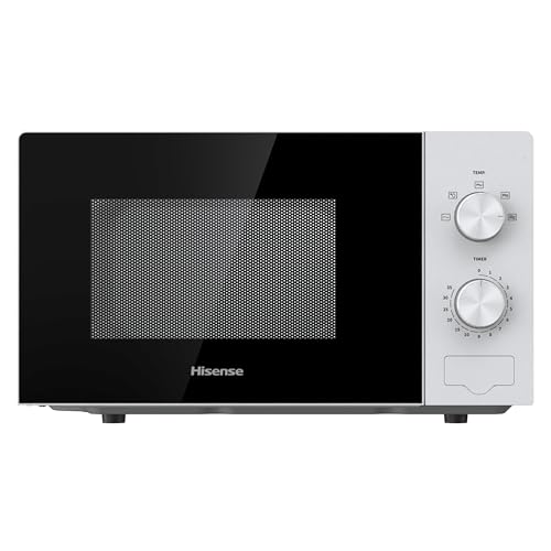Hisense H20MOWP1 - Microondas, 700W, 20L de Capacidad, Cocción Multifase , 5 Niveles de Potencia, Función de descongelación, Fácil Limpieza, Temporizador 35 mins, Blanco