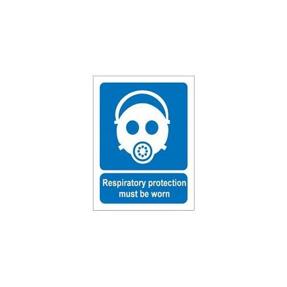 Seco Respiratory Protection Must Be Worn Sign, 150mm x 200mm - Self Adhesive Vinyl, White