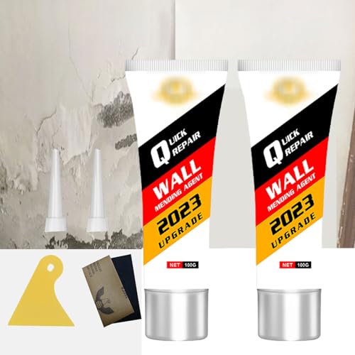 Crema Reparación de Pared,2pcs Masilla Pared Rápido,Masillas de Relleno Pared Blanca,Masilla Para Pared Antihumedad y Antimoho,Reparación de Paredes Dañadas para Arañazos,Grietas,Agujeros