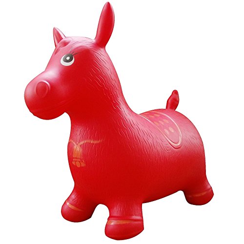 Red Horse Hopper, Pump Included (Inflatable Space Hopper, Jumping Horse, Ride-on Bouncy Animal)