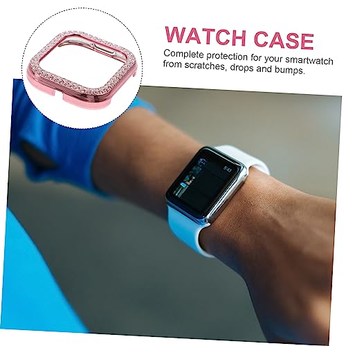 Mikinona 1pc Watch Case Glass Frame Protective Se Case Frame Cover Paint Tray Liners 2 Bumper 2 Case Cover Watch Cover Leaf Skeletons Case 40mm Bumper Case Cover Pink Screen Accessories