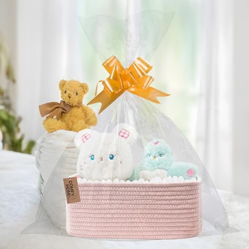 Image of COMFY HOMI 11.5 inchx7.5 inchx4.7 inch Storage Baskets for Organizing | Cotton Rope Woven Basket | Toy Storage Bin Box | Basket for Shelves, Closet Organizer Bin, Decorative Closet Shelf, 3 Pack,