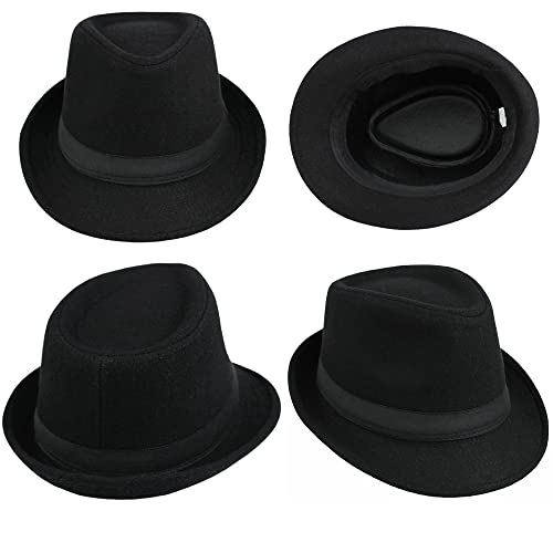 Kids-Boys Classic Panama-Fedora-Hat Trilby Manhattan-Structured Jazz Wool Cap 3-6Yrs Black #TOP6