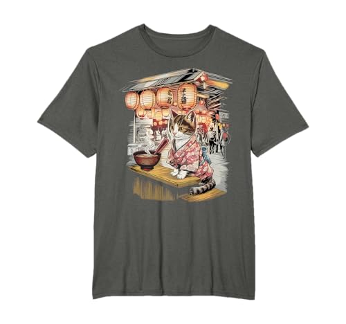 Gato Ramen Anime Manga Kawaii Otaku Moda Gato Ropa De Calle Camiseta