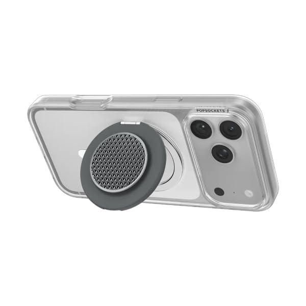 Image of PopSockets Kick-Out Grip for MagSafe, Adjustable Kickstand for Portrait or Landscape, Magnetic Stand, Black - Knurl Gunmetal