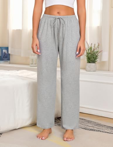 Image of Veseacky Women 100% Cotton Pajama Bottoms Comfy Soft Lounge Sleep Pants Drawstring Sleepwear 3 Pack S-XXL