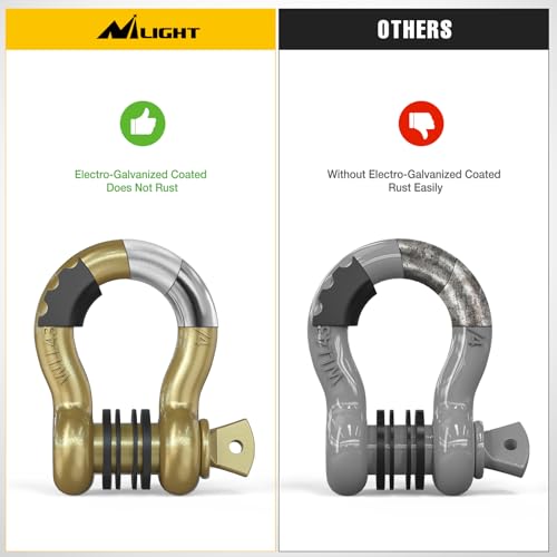 Image of Nilight 2 Pack 3 /4 inch D-Ring Shackle with 7 /8 inch Screw Pin 41,887lbs Break Strength, Heavy Duty Off Road Recovery Shackle with Isolators Washers for Use with Tow Strap, Winch, Off-Road Truck Vehicle