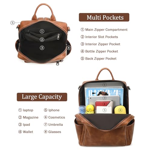 Image of AGLOD Leather Backpack Purse for Women Designer Ladies Shoulder Bag Fashion Faux Work Travel Handbags