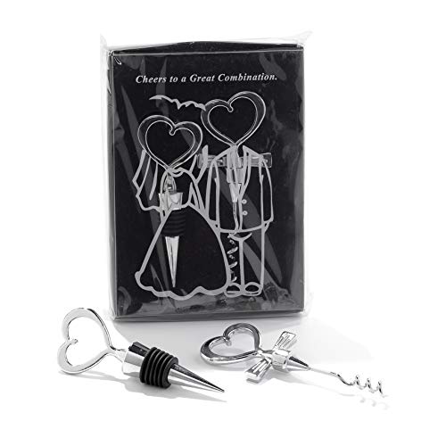 Bomboniera/Gastgeschenk Flaschenverschluss und Korkenzieher, aus Stahl, für Hochzeiten/Braut und Bräutigam Bomboniera/Gastgeschenk Flaschenverschluss und Korkenzieher, aus Stahl, für Hochzeiten/Braut und Bräutigam
