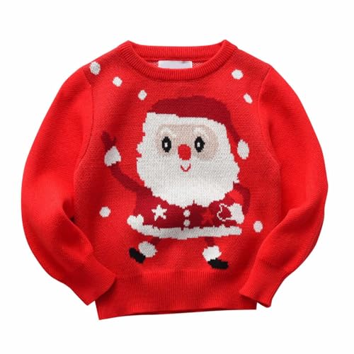 Christmas Sweater for Toddler Boys Girls Knitted Santa Long Sleeve Crewneck Pullover Trendy Knitwear Children Sweaters
