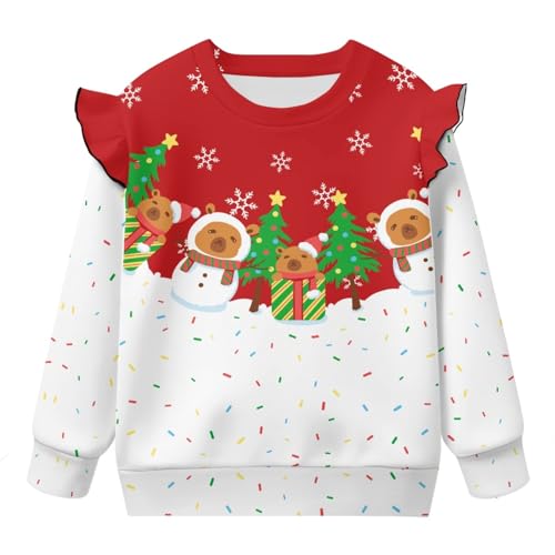 Toddler Sweatshirt Ruffle Long Sleeve Sweatshirts for Girls Size 1-8 Lightweight Crewneck Pullover Tops Kids