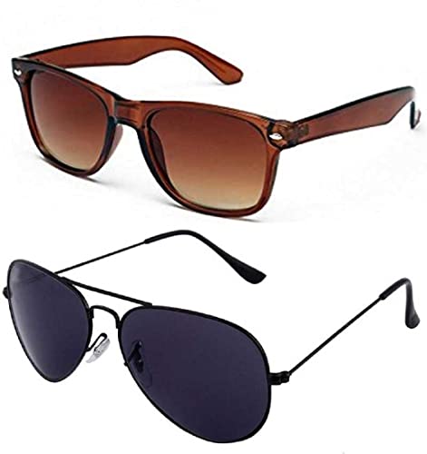 Image of UV-Protected Unisex Wayfarer And Aviator Combo Pack Of 2 Sunglasses