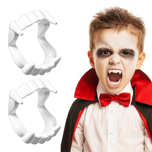 Dentes de vampiro, 2 peças dentes de vampiro para crianças, vampiro dracula vampiro para engathar, Halloween e carnaval