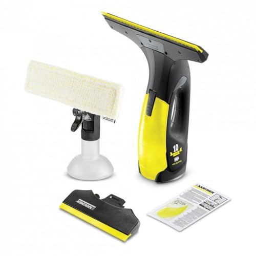 Kärcher Limpiadora de Cristales WV 2 Black Edition, Autonomía de Batería: 35 min, Indicador LED Estado Batería, 2 Boquillas de Aspiración, Pulverizador y Paño Microfibra, 20 ml Detergente