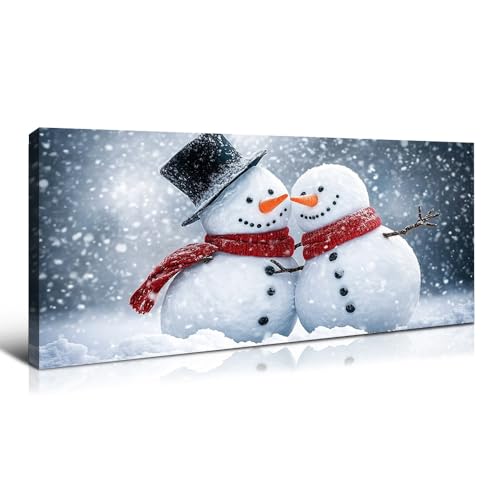Wewejia - Christmas Canvas Wall Art Prints, Snowman Winter Decorations