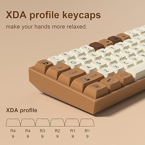 Image of dagaladoo Brown PBT Keycaps 140 Keys XDA Profile Cute Key caps Dye-Sublimation Coffee Cat Keycaps Set Custom Key caps for Cherry Gateron MX Swithes Mechanical Keyboard(Spacebar is 6.25U /7U)