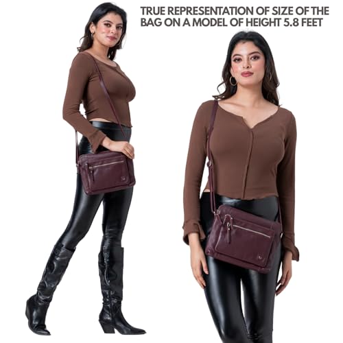 Wise Owl Accessories Small Soft Pebbled Real Leather Crossbody Handbags Purses Sling Crossover Shoulder Bag2