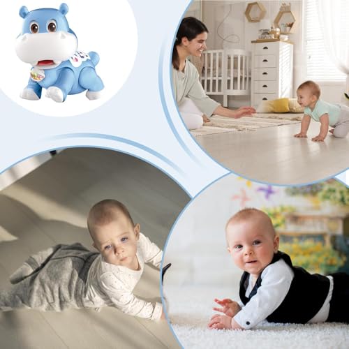 Générique Crawling Hippo Baby Musical Toy, Baby Crawling Toys - Hippo Sensory Music Moving Walking Baby Game,Toddler Sensory Musical Toys for Kids Boys Girls – Image 5