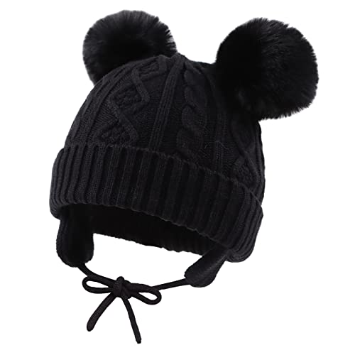 Image of JANGANNSA Cute Knitted Boys Girls Christmas Beanie Warm Earflap Winter Hat Infant Toddler Baby Beanie