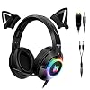 Katzenohren Kopfhörer, TCJJ Gaming Headset Gaming Kopfhörer mit Mikrofon, Gamer Headset mit 3,5 mm Adapterkabel für Xbox One,PS4,PC,Telefone