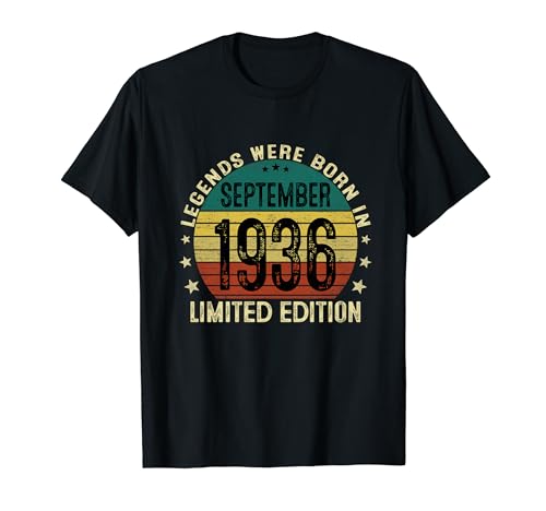 Clásico 1936 Vintage 1936 Las Leyendas Nacen Septiembre 1936 Camiseta