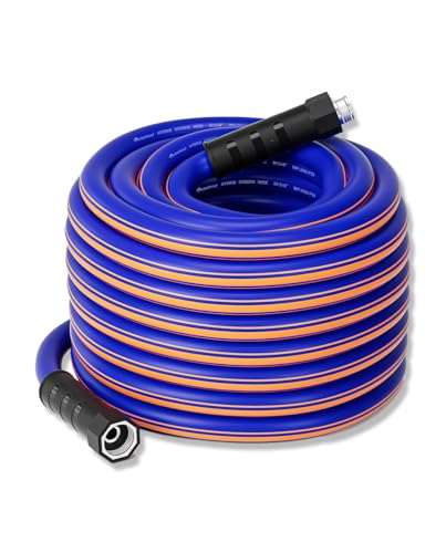 garden hose 50 ft x 5/8Inch, Hybrid Rubber 50 ft water hose, Durable, Anti-UV, Sturdy, No-Leakage, Lightweight, Flexible, Heavy Duty garden hoses with Swivel Handle