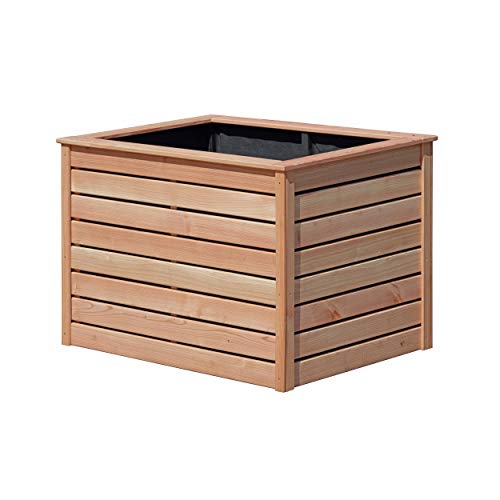 Mega Holz Hochbeet aus massiver Lärche 125x85x80 - Inklusive Pfanzfolie, Komplettpaket