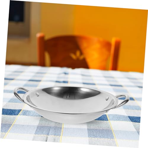 Wok de acero inoxidable con mangos dobles y fondo plano miniatura 3