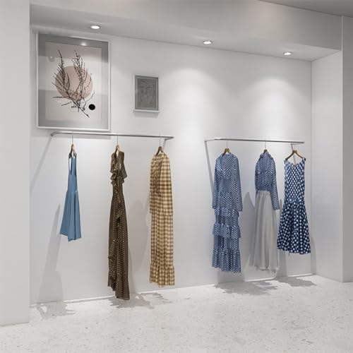 Perchero de pared de acero inoxidable con elegante acabado plateado para colgar ropa 5