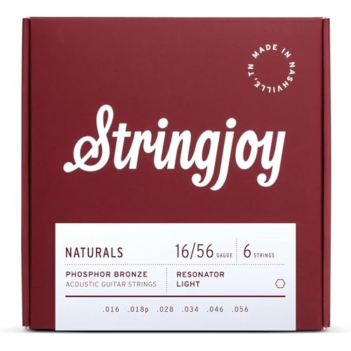 Image of Stringjoy Naturals 16-56 Resonator Light Gauge guitar strings - Phosphor Bronze Acoustic Guitar Strings - Bright and Clear Tone for Resonator Guitars, Acoustic 6 String Set, 1-Pack