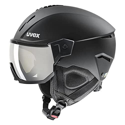 uvex Instinct Visor - robuster Skihelm für Damen und Herren - mit Visier - optimierte Belüftung - Black matt - 59-61 cm