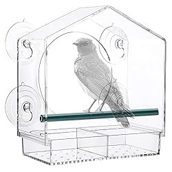Zeqeey Comedero Pajaros Ventana Transparente, Come...: Ventana de visualización grande clara: el material acrílico con una buena transmitancia es a prueba de lluvia, a prueba de frío y resistente a altas temperaturas; La transparencia cristalina permite que este comedero para pájaros de ventana de ventos...