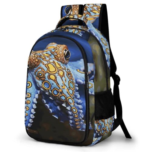 Mochila de viaje con diseño de pulpo, mochila de uso diario para ordenador portátil escolar