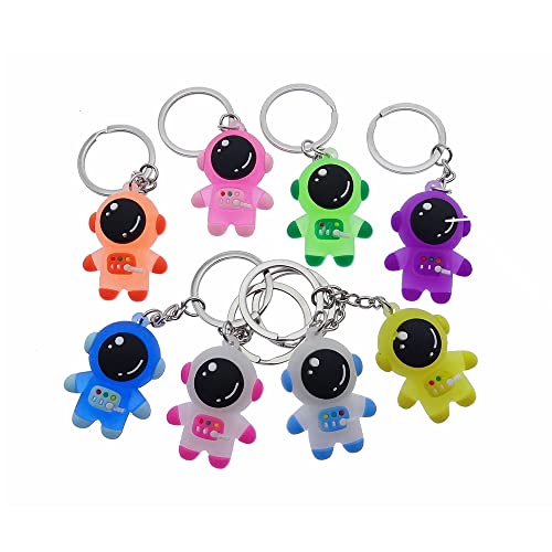 MIDYUID Porte-Clés 8 Pièces Anneau de Clé Astronaute Caoutchouc Mignon Porte-Clés Convient pour la Décoration de Fête Des Les Cadeaux de Noël, Les Cadeaux D'anniversaire