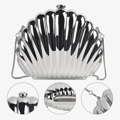 QZUnique Conch/Shell Shoulder Handbag Novelty Chain Strap Purse Acrylic Fashion Crossbody Evening Bag Clutch for Women Girl4