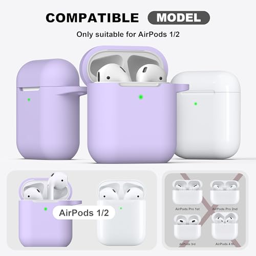 Image of AirPods Case Cover with Keychain, Full Protective Silicone AirPods Accessories Skin Cover for Women Girl with Apple AirPods Wireless Charging Case,Front LED Visible-Pink Purple
