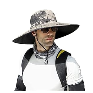 Leotruny Men Wide Brim Sun Hats UPF50+ Waterproof Breathable Bucket Hat for Fishing, Hiking, Camping