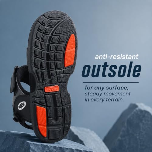 Image of RTS Boys Sports Sandals | Lightweight Adjustable Outdoor Sandals for Boys | Soft Cushioned Footbed | Anti-Skid Durable Sole | Comfortable Velcro Walking Sandals for Daily Wear, School, Travel & Play