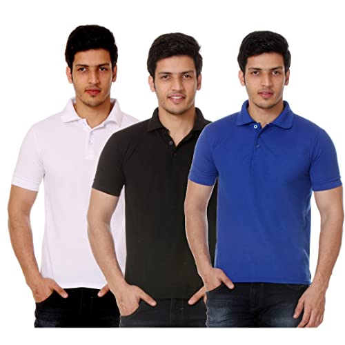 Image of Amazon Brand - Nora Nico Men's Cotton Pique Half Sleeves Solid Polo T Shirts-Pack of 3