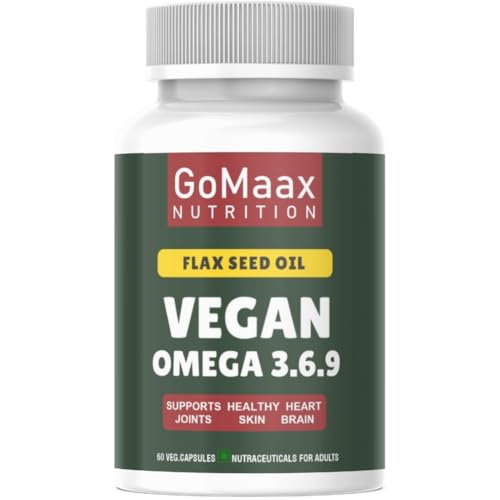 Image of nutrition flaxseed oil vegan omega 3 6 9, flaxseed oil capsules 1000mg per serving, (60 N), omega 3 capsules Good For Heart, Brain, Eye, Skin, Muscles, Bone & Joint Support - Veg 60 Capsules.