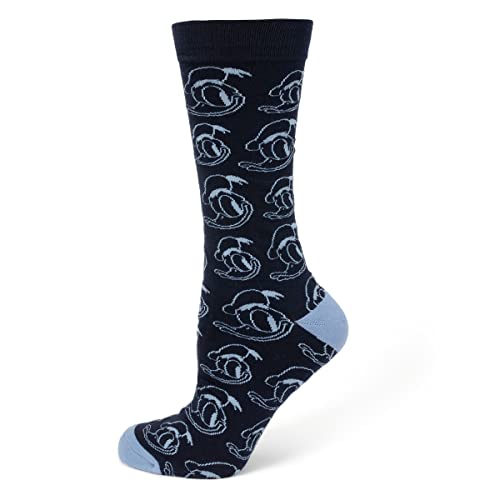 Donald Duck Patterned Blue Men's Cotton Socks, One size fits most (up to men's size 12), Officially Licensed