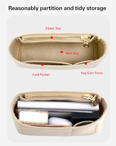 Image of Hand-Braided Paracord Strap & Mini Bag Organizer Set for Longchamp Mini No-Punch Conversion Kit, Includes Handwoven Adjustable Strap & Felt Inner Liner Tan & Beige