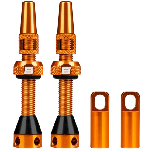 Image of BWSHLF Tubeless Presta Valve Stem 40 /44 /55 /60 /65 /80 /100 mm, Super Light Alloy Presta Valve Stem Kit with Valve Core Remover Tool and Valve Stem Caps - Multiple Color and Size Options(Pair)