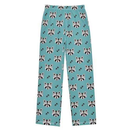 ZZXXB Raccoon Footprint Boys Long Pants Soft Trousers Elastic Waist Kids Lounge Bottoms with Pockets S-XL