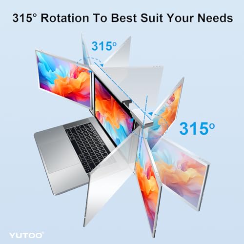 Image of Laptop Screen Extender, 14 inch Portable Triple Monitor for Laptops 315 Rotate| Plug and Play| 1080P| FHD, Laptop Monitor Extender for 13.5~16.5 inch Laptops, HDMI /USB-A /Type-C,for Mac /Wins /Android /Dex